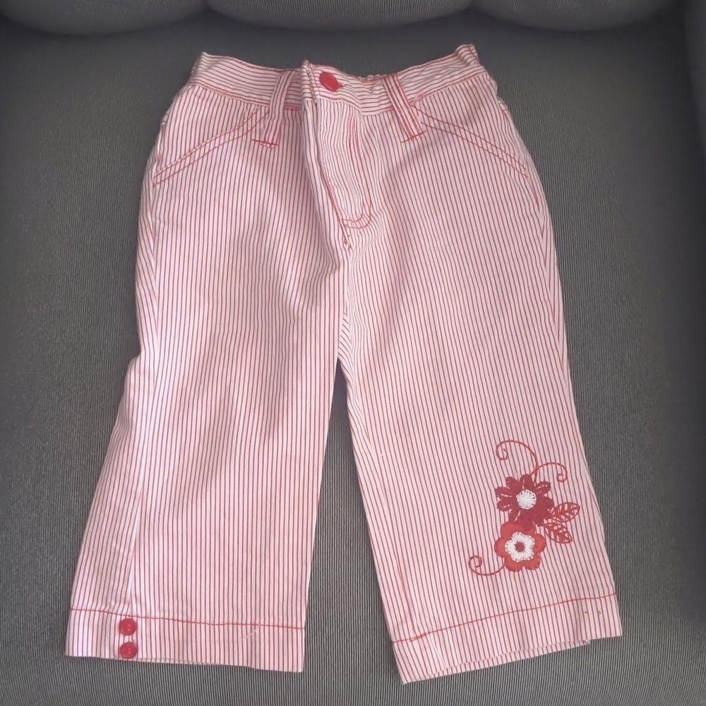 Red/white pinstripe pants girls size 4t